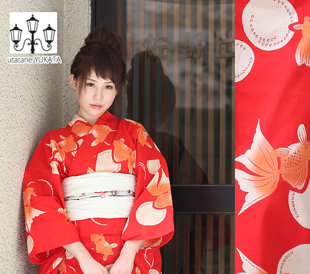 注染浴衣　アンティーク浴衣 注染浴衣 紫陽花と蝶 - からん::アンティーク着物・リサイクル